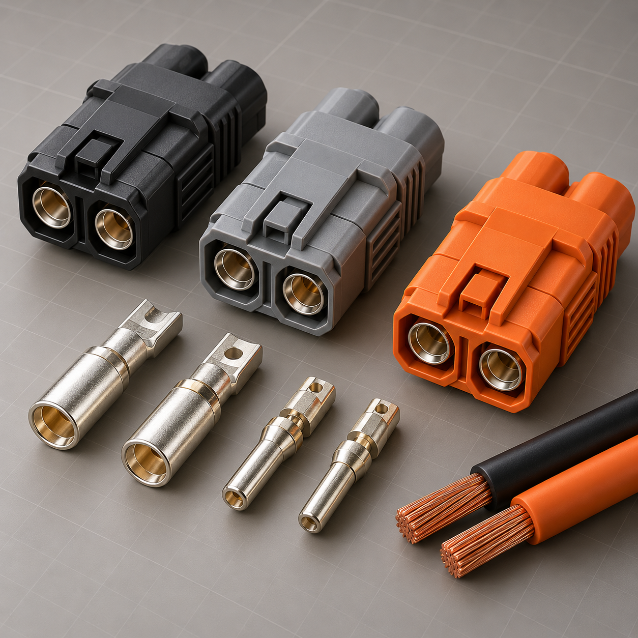 Representative reference render of modular high-current DC connectors
